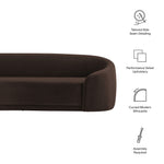 Contessa Curved Velvet Sofa in Chocolate Brown